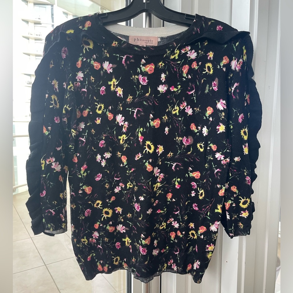Philosophy black floral sweater